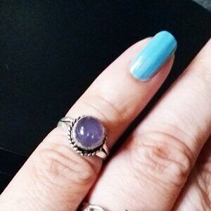 Dainty Artisan Boho - Amethyst Cabochon - Midi Ring - Toe Ring - Child's 3.25